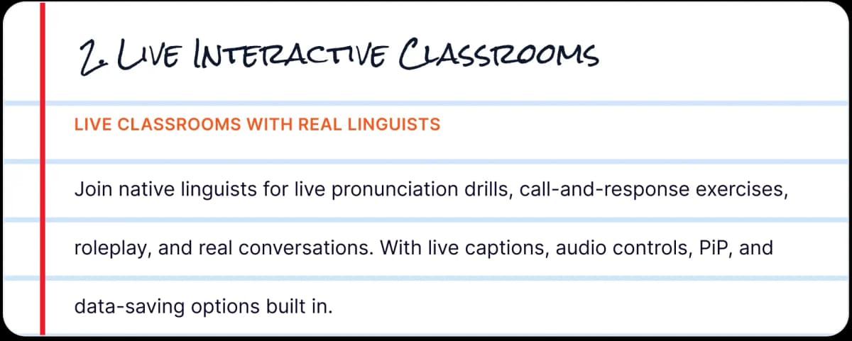 2. Live Interactive Classrooms